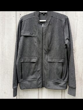 Men's Public Rec All Day Everyday Gray Zip-Front Athletic Wear Bomber Sz Med